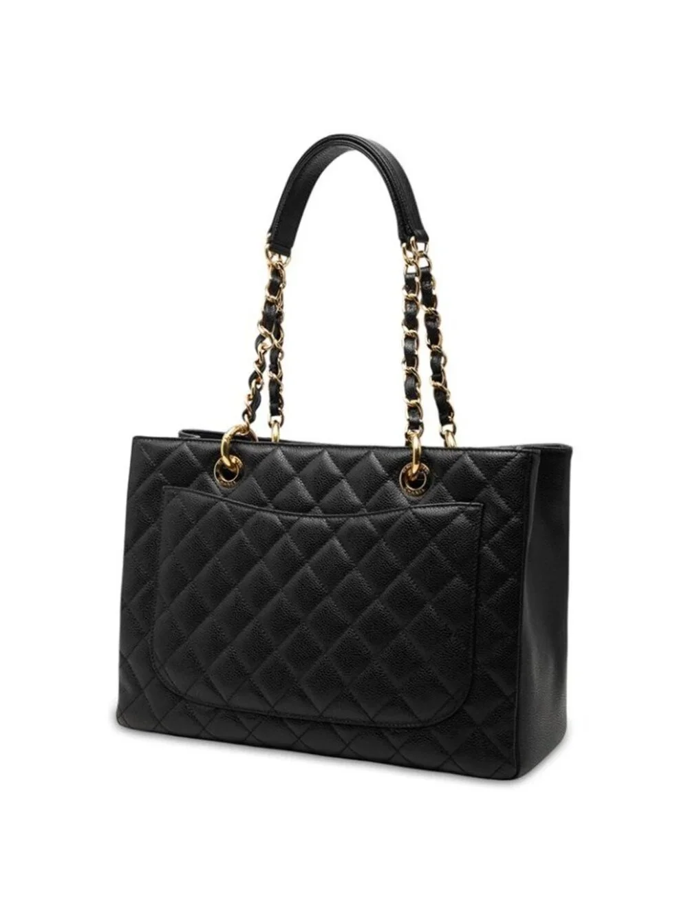 Chanel Quilted CC Logo Tote Black Caviar Leather